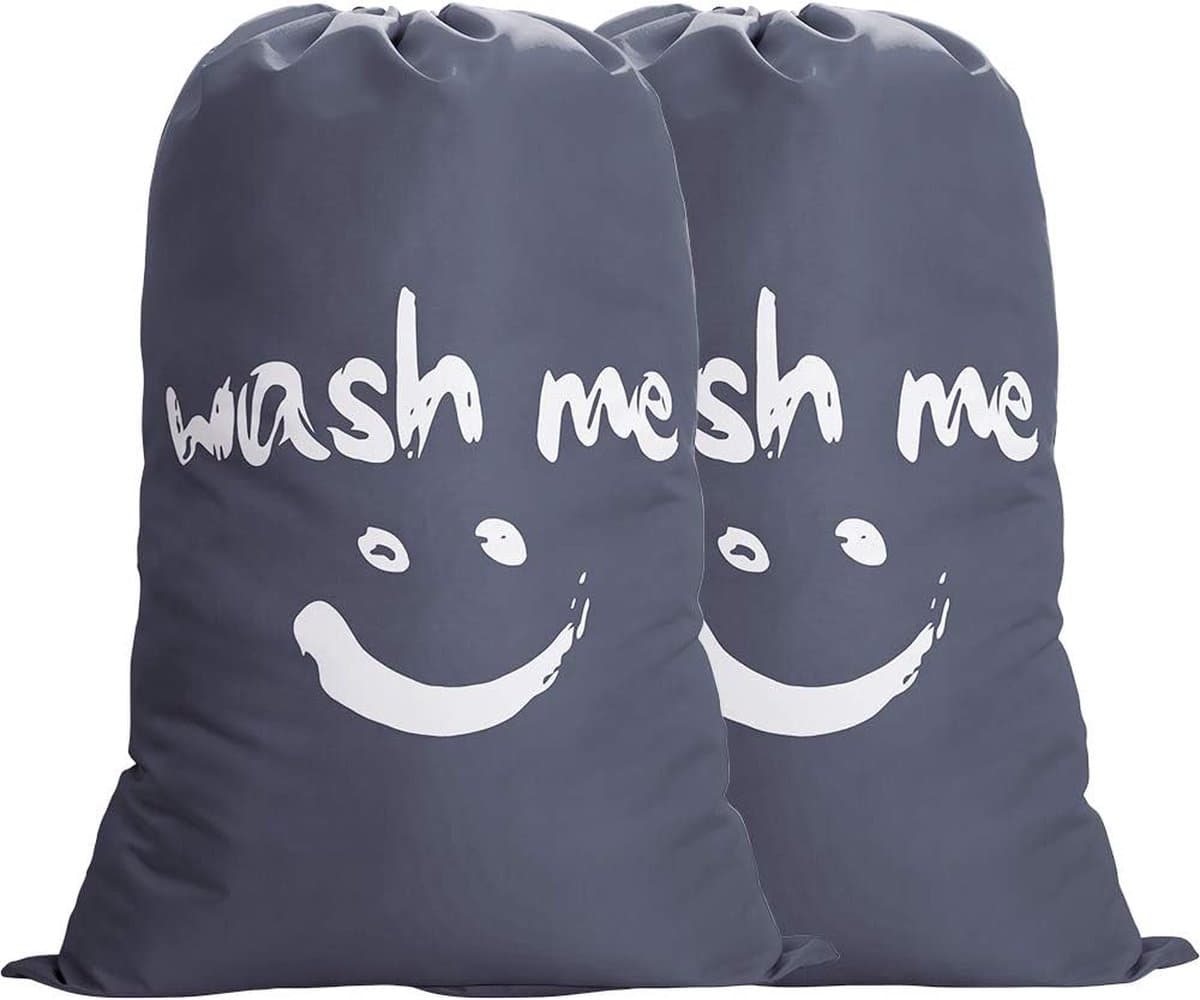 2 stuks waszakken voor op reis, vuile was, wasverzamelaar, waszak, grote opvouwbare wasmand, opbergtas, wasbak, outdoor, 120 liter, grijs — afbeelding 1