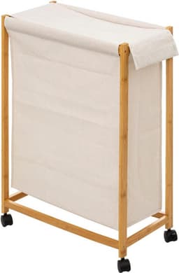 5Five Bamboe Wasmand op wieltjes 52L - 55x28x80cm - Beige — thumbnail 1
