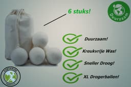 Drogerballen - Droogballen 6 Stuks XL - Herbruikbare Wasdrogerballen - Duurzaam - Energiebesparend — thumbnail 3