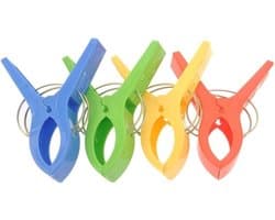 Grote knijpers - 8x stuks - gekleurd - 12 cm - plastic - XL - handdoeken/badlakens knijpers — afbeelding 1