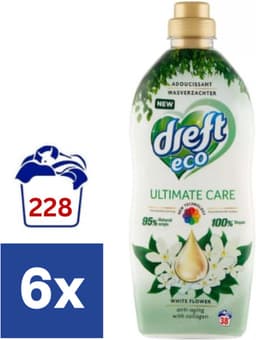 Dreft Ultimate Care Eco White Flower Wasverzachter - 6 x 950 ml (228 wasbeurten) — thumbnail 2