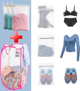 Borvat® | 3X Waszak 40 x 30 cm + wasmand | 3X Laundry Bag 40 x 30 cm + laundry basket | — thumbnail 4