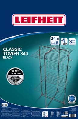 Leifheit Classic droogtoren 340 - 146 x 69 x 73 cm - 34 m drooglengte - zwart — thumbnail 2