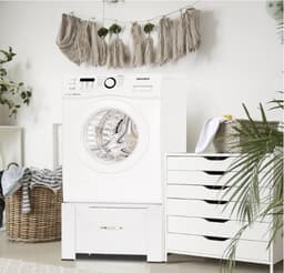 Wasmachine Verhoger Met Opberglade Wasmachine opbouwmeubel Wasmachine Sokkel Universeel Wasmachine Verhoger Wit 62.5 x 54.5 x 32.5 cm — thumbnail 5