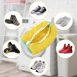 2-pack wasmachine schoenenzakken, herbruikbare schoonmaak schoenenzakken, schoen schoonmaak zakken met rits, mesh waszakken, geschikt voor de meeste soorten en maten schoenen (geel) — thumbnail 4