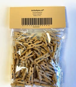 Actie4you® - Mini Wasknijpers Hout – Mini Klem - 25MM - 100 stuks — thumbnail 2