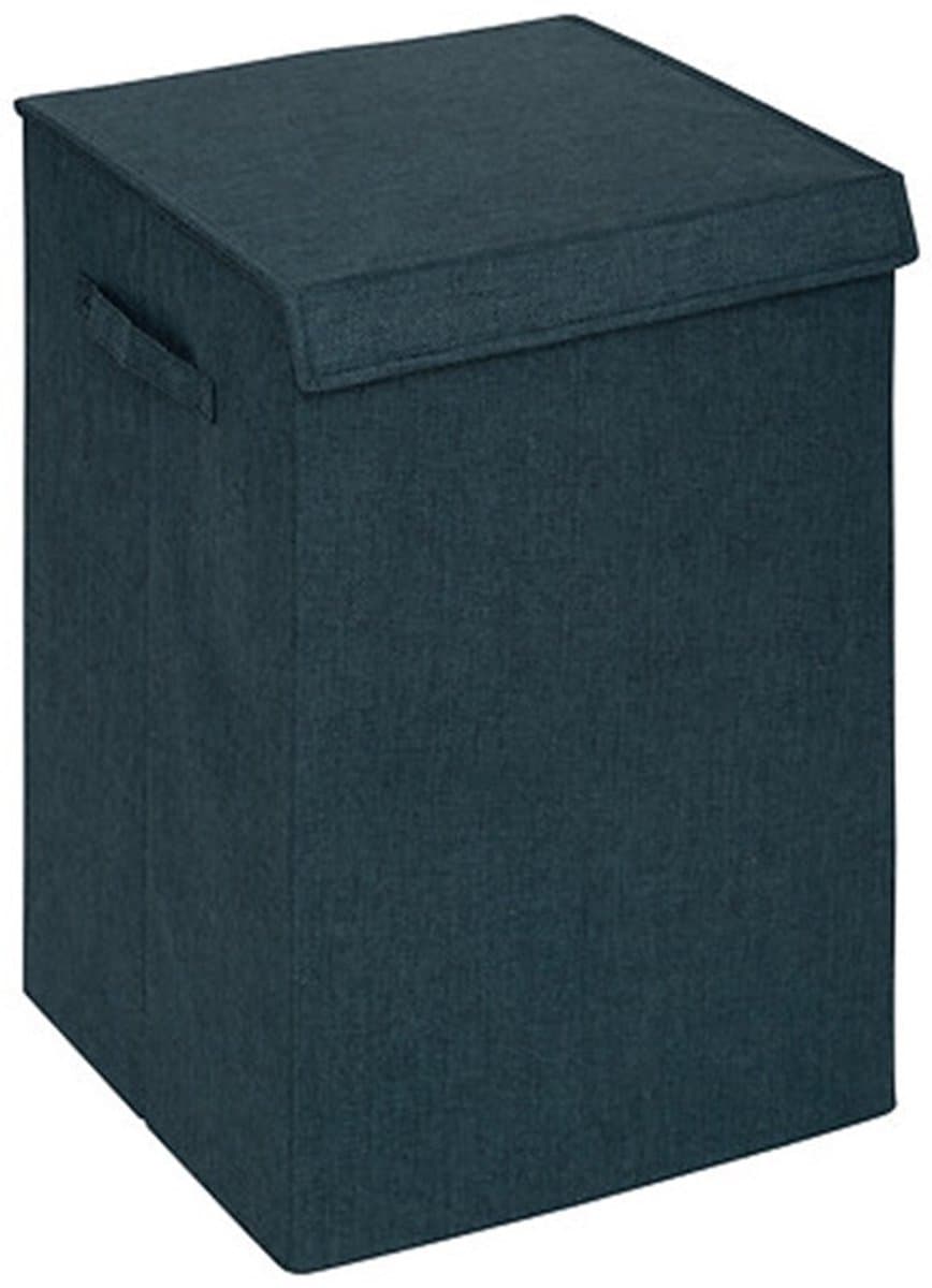 5Five Eureka sorteer wasmand - 74 liter - smaragd groen - 37 x 37 x 60 cm - MDF/Polyester stof - met afsluitklep — afbeelding 1
