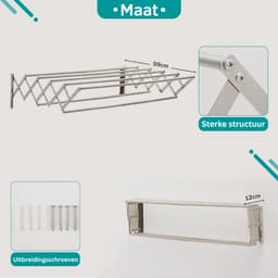 ApexArte® Wanddroogrek - Droogrek Inklapbaar - Wasrek - Droogtoren - Droogrekken - Zilver — thumbnail 3
