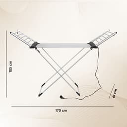 Eleganca Elektrisch Droogrek XL – 170 x 61 x 105 cm – Verwarmd Wasrek voor Kleding en Handdoeken – Extra groot - Timer met Touchscreen – 310W - IPX1 - Zilver — thumbnail 4