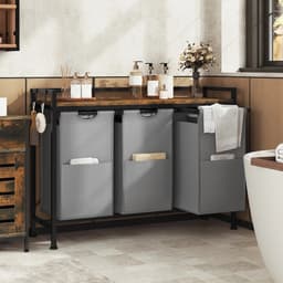 RM Store® - Uitschuifbare Wasmand Kast - Waswagen - 3 Compartimenten - Verwijderbare Waszak - Metalen Frame - 93 x 15 x 75 cm. — thumbnail 4