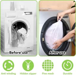 2-delig wasnet voor wasmachine, 50 x 60 cm waszak, wasmachine waszak met koordstopper, herbruikbaar voor ondergoed, beddengoed, babywassokken — thumbnail 5