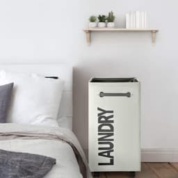 Opvouwbare wasmanden met wiel, 74 liter, large opvouwbare wasmanden, right-height, waterproof, opvouwbare wasmanden met wiel, praktische wasmanden (beige o2) — thumbnail 5