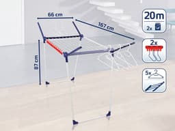 Leifheit droogrek Pegasus 200 Solid - 20 m drooglengte incl. houders voor klein wasgoed — thumbnail 5
