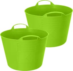 Excellent Houseware Flexibele emmer - 2x - groen - 27 liter - kunststof - 40 x 35 cm — thumbnail 1