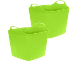 Excellent Houseware Flexibele emmer - 2x - groen - 25 liter - kunststof - vierkant - 35 x 38 cm