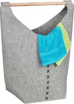 vilten wasmand - 50 liter - met handgreep - opvouwbaar - lichtgrijs-natuur — thumbnail 1