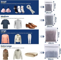 10 stuks waszakken voor wasmachineset, polyester wasnet groot met dichte en dunne netstijl voor beha, kleding, jeans, schoenen, knuffeldieren, dekens, ook als waszak voor op reis — thumbnail 4