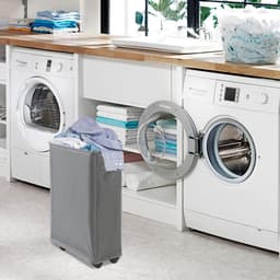 Smalle Opvouwbare Wasmand op Wieltjes (42L) - Hoge Vuilnisbak voor Kleding — thumbnail 5