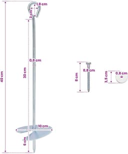 vidaXL - Aardanker - 4 - st - Ø10 - x - 40 - cm - Gegalvaniseerd - Metaal - zilver — thumbnail 4