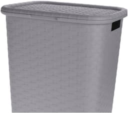 Benson Wasmand - 2x - rotan - met deksel - lichtgrijs - 60 liter - 33 x 44 x 60 cm - kunststof — thumbnail 3