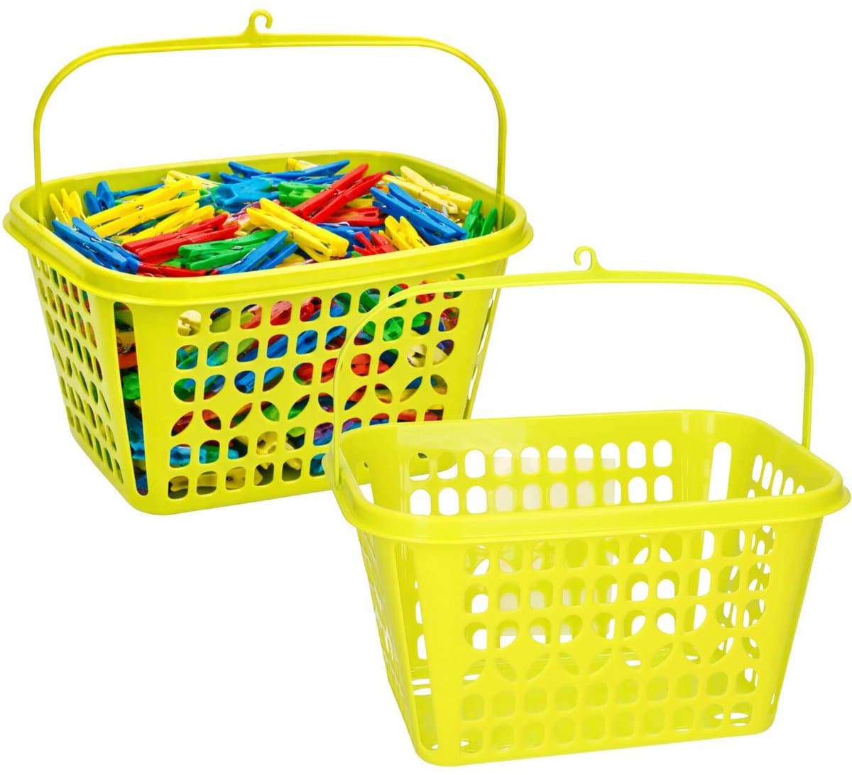 Plasticforte Knijpermandje - 2x - lime groen - 20 x 25 cm - kunststof - wasknijpertasje/knijperzak — afbeelding 1