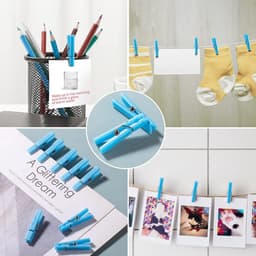 Mini Wasknijpers - Plastic Knijpers - Feest Spelletjes - Roestvrijstalen Veren - 3.5 cm - Blauw — thumbnail 4