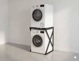 SERALUXE - Universeel Wasmachine Kast - Wasmachine Verhoger- Metaal - Zwart - Universeel Wasmachine en Droger Kast - Wasmachine Ombouw - Wasmachinerek - Wasmachine Sokkel- Robuust - Stabiel - Stevig - Anti Vibratie — thumbnail 1