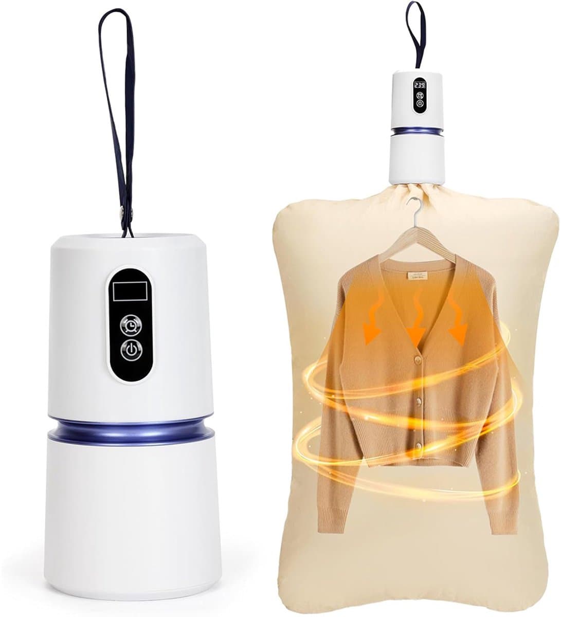 Draagbare Drogercabine voor Kleding - Klein Droger - Mini Droger - Inclusief Praktische Droogtas - 360° Warmtecirculatie - Wit — afbeelding 1