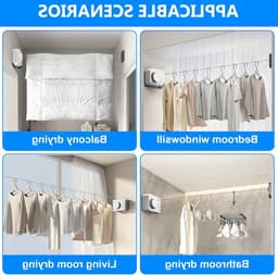 Retractable Kledinglijn van 5.1m, Uittrekbare Wandgemonteerde Drooglijn, Ideaal voor Buitenkleding en Huishoudelijk Gebruik, Maximaal 20kg Belastbaar — thumbnail 2
