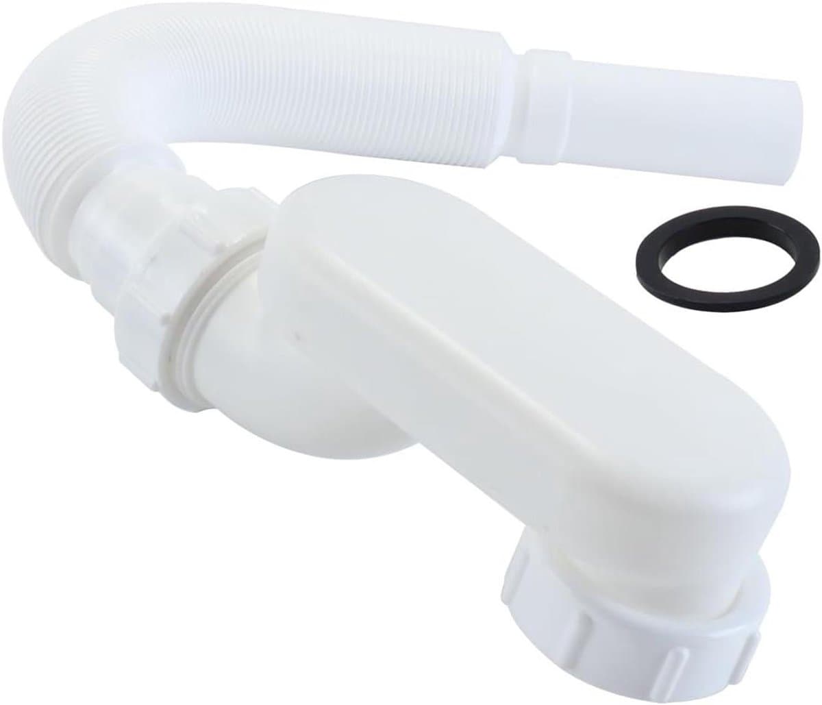 Flexibele Afvoer Sifon - Douche Afvoer Bad Afvoer - Badkamer Installatie - Ruimtebesparend Ontwerp - 48-96 cm - Wit — afbeelding 1