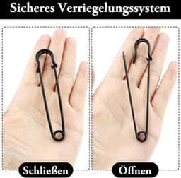Grote Veiligheidsspelden - Extra Grote Spelden - Kleding Repareren - Met Veiligheidssluiting - 10 cm - Zwart — thumbnail 5