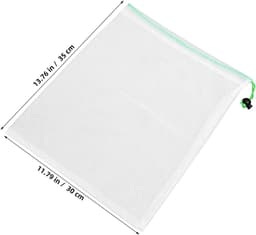 Herbruikbare Mesh Groentenzakken - Netzakken Fruit Opslag - Verse Producten Bewaren - Ademend Polyester Net - 35x30cm - Wit — thumbnail 4