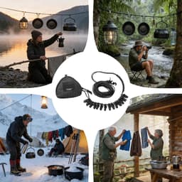 Camping Waslijn - Draagbare Waslijn - Kleding Drogen - Reflecterende Kralen - 10 Meter - Zwart — thumbnail 3