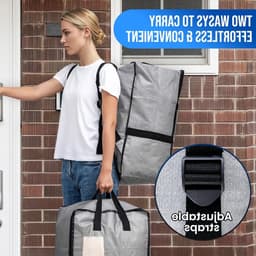 Verticale Verhuiszakken met Sterke Handvatten en Ritsen - Kledingopslag, Waszakken en Verhuisbenodigdheden (Grijs, 2 Stuks) — thumbnail 5