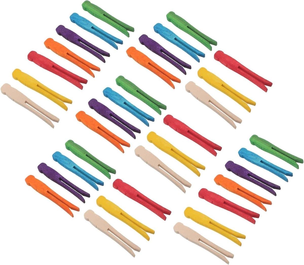 Houten Wasknijpers - Knutsel Clips - Creatief Knutselen - Platte Stevige Klauwen - 100 Stuks - Meerkleurig — afbeelding 1