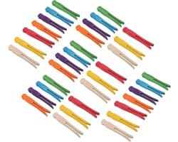 Houten Wasknijpers - Knutsel Clips - Creatief Knutselen - Platte Stevige Klauwen - 100 Stuks - Meerkleurig