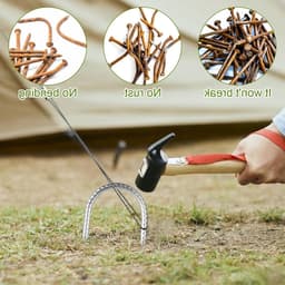Set van 6 Grondankers van Gegalvaniseerd Staal, 30 cm, Robuuste U-Vormige Haringen voor Tent, Trampoline en Campingbevestiging — thumbnail 2