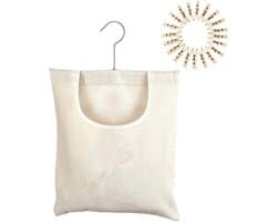 Wasknijper Tas - Opbergzak Knijpers - Was Ophangen - 360 Draaibare Haak - 32x27 cm - Beige