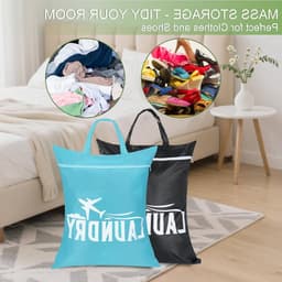 Reiswaszakken Set van 2, Ideaal voor Vuil Wasgoed, Zwemkleding en Sporttassen, Geschikt voor Thuis, Vakantie en Camping (Blauw + Zwart) — thumbnail 5