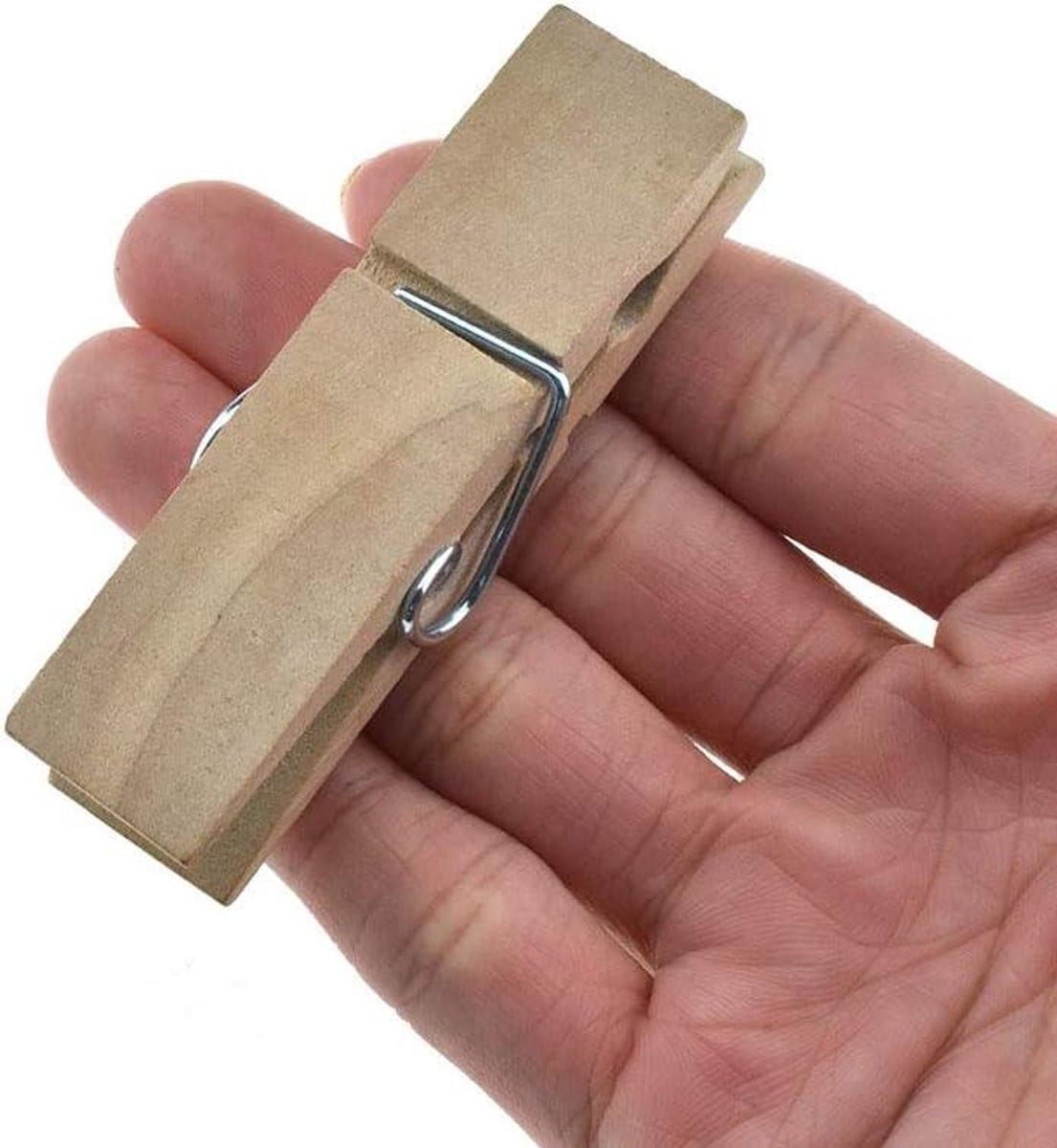 Houten Kledingspelden - Wasknijpers - Kleding Drogen - Extra Breed Vallen Niet Uit - 11 Stuks 28 Inch - Houtkleur — afbeelding 1