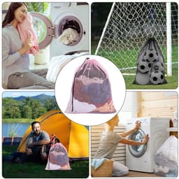 Solidchoice - 2 Stuks Mesh Waszakken met Trekkoord 62x49 cm — thumbnail 5