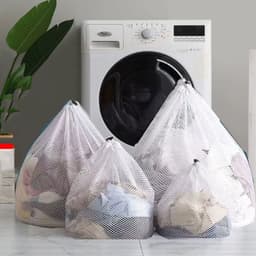2-stuks Waszak van mesh - Trekkoordtas - Opbergtas van mesh - kledingtas met trekkoord - Verdikte mesh tas - Waszak - Opbergtas - anti-klit en anti-vervorming - 70*50 cm - Voor kleding, ondergoed, lakens, enz. - Wit — thumbnail 2