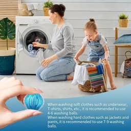 12-delige Wasbollen - Wasbollen - Ballen voor het verwijderen van dierenharen - Hulpmiddel voor het verwijderen van haar uit de was - 3.5*3.5*3.5cm - Zeeblauw - Nylon/Kunststof — thumbnail 2