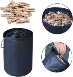 Wasknijper Zak Opbergzak - Grote Capaciteit 150-200 Knijpers - Duurzaam Oxford Polyester - Met Haak & Trekkoord - Voor Wasrek & Buiten Gebruik - Knijperhouder, Peg Bag, Wasaccessoire — thumbnail 1