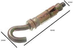 Anker Bouten - Metselwerk Ankers - Zware Bevestigingen - Roestbestendige Plating - M8 x 65mm - Geel Verzinkt — thumbnail 2