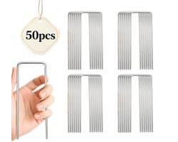 50 stuks grondankers - 150 x 30 x 3 mm - zilver U-vormige tuinharingen - vloeranker - stabiel - bevestigingsanker - grondhaken - tuinharingen - grondnagels - stabiel voor kunstgras - tuinvlies - gazonrooster - omheining