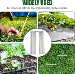 50 stuks grondankers - 150 x 30 x 3 mm - zilver U-vormige tuinharingen - vloeranker - stabiel - bevestigingsanker - grondhaken - tuinharingen - grondnagels - stabiel voor kunstgras - tuinvlies - gazonrooster - omheining — thumbnail 4