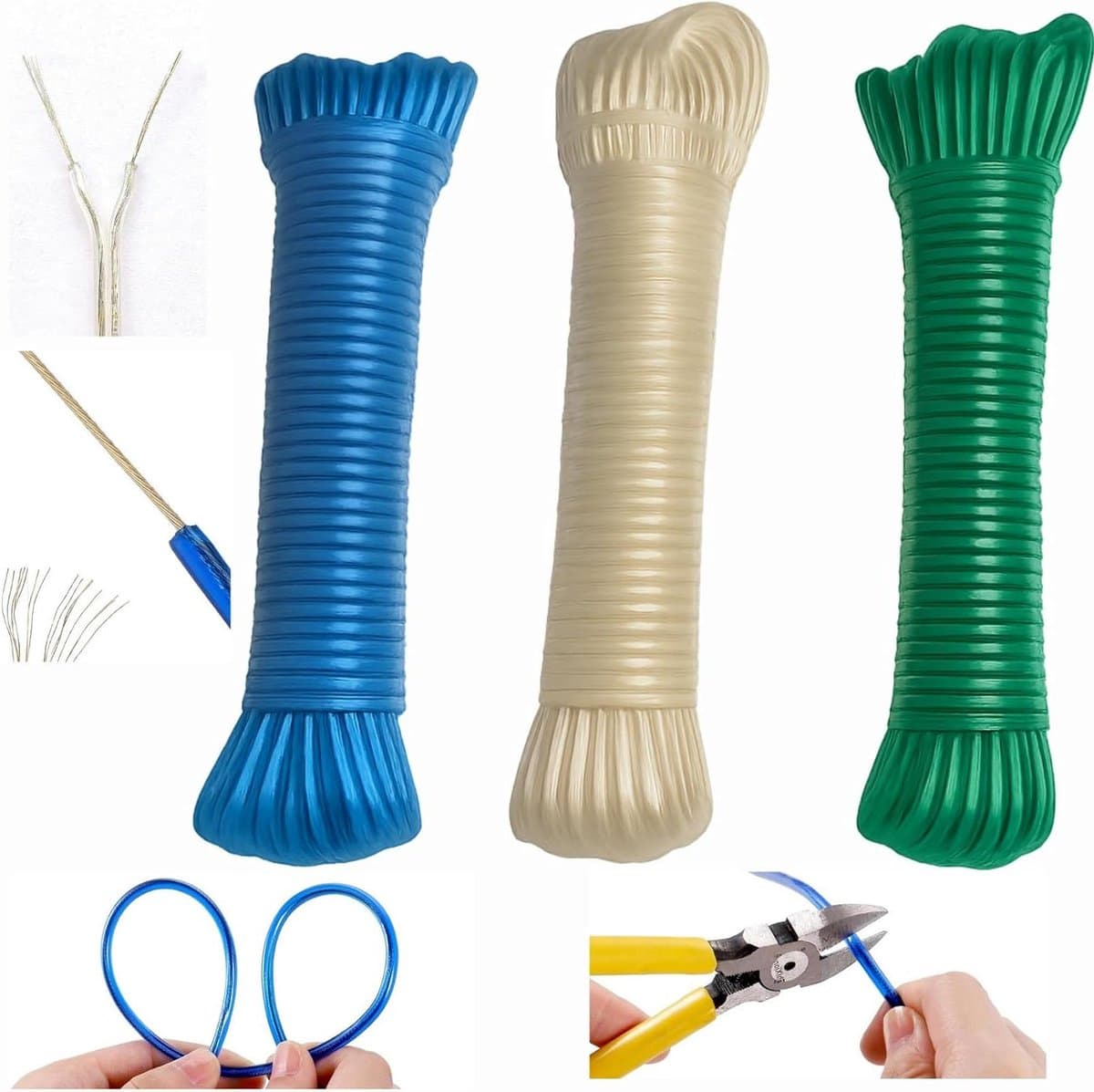 Waslijn met stalen kern - Droogtouw metaal - Kleding drogen buiten - Extreem robuuste stalen kern - 2x 15 Meter — afbeelding 1