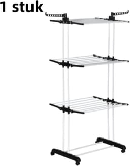 1 stuk - Wasdroogrek - Torenmodel wasdroogrek - Met wielen - 4 lagen - Uitschuifbaar - 73 x 45,5 x 177 cm - Ruimtebesparend wasdroogrek — thumbnail 2