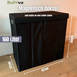 SolVva Wasmand 3 vakken - 160L – Wassorteerder met 3 vakken - Inclusief 3 Waszakken + Schoenenwaszak – Was Sorteren – Zwart — thumbnail 2